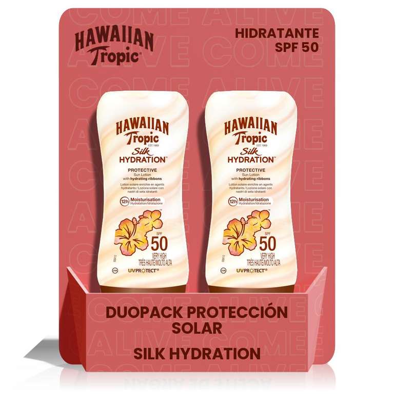 HAWAIIAN TROPIC - Duopack Loción Solar Protectora en Spray. Silk Hydration Air Soft SPF 50, formato 177 ml - 2 unidades