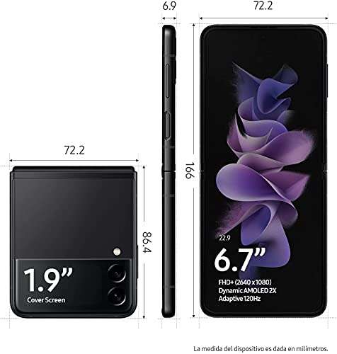 SAMSUNG Galaxy Z Flip3 5G - Plegable, 256 GB, Color Negro + Wireless Charger Dúo