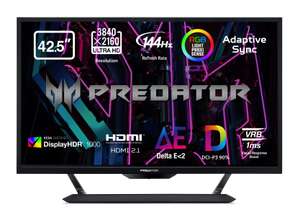 Monitor gaming- Acer Predator CG437KS, 42.5a, UHD 4K, 1 ms, 144 Hz, USB, HDMI, DP, VisionCare 1.0, Negro