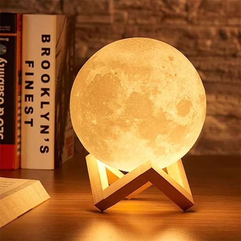 Lámpara de luna con impresión 3D, luces LED de noche
