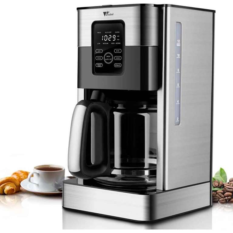 ZEMO - Cafetera Con Temporizador 24 H, Cafetera de filtro-1.8L- Pantalla táctil avanzada-Limpieza automática, para 12 tazas de cafe