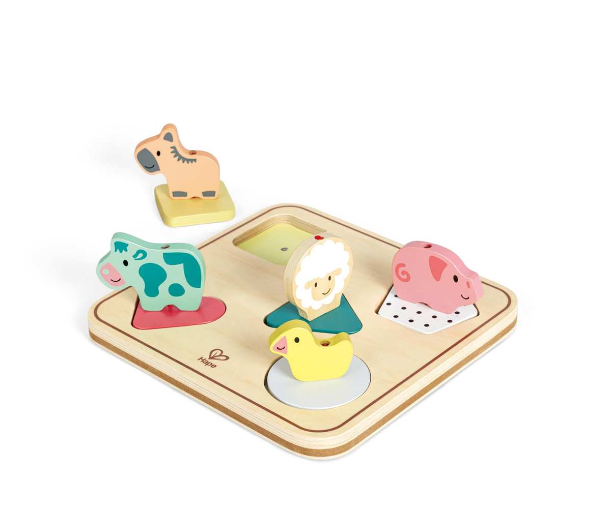 Hape Puzle de Sonidos Animales Tom | Puzzle de Sonidos con Animales de Granja | Juguete Educativo para Niños de 12 Meses+