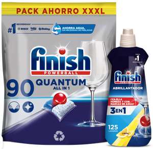 Finish Quantum Pastillas para lavavajillas Regular 90 pastillas + Abrillantador Limón 500ml