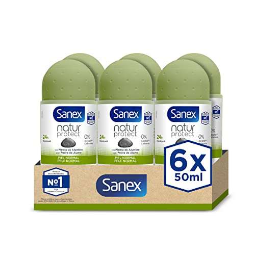 Sanex Natur Protect, Desodorante Hombre o Mujer, Desodorante Roll-on, Pack 6 Uds x 50ml (recurrente)
