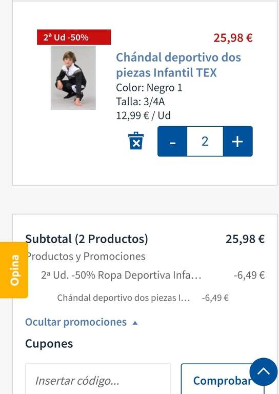 Ofertas 2ª Ud. -50% Ropa Deportiva Infantil. Envíos gratis a partir de 30€. Recogida gratis en tienda.