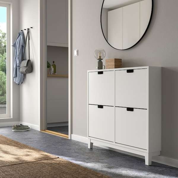 Precio IKEA Family STÄLL Zapatero con 4 compartimentos, blanco, 96x17x90 cm