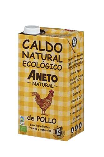 Aneto 100% Natural - Caldo de Pollo Ecológico - caja de 6 unidades de 1L