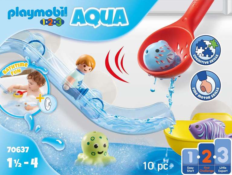 PLAYMOBIL Diversión en la Pesca con Animales del Mar, Juguete de baño para niños pequeños, con Peces flotantes