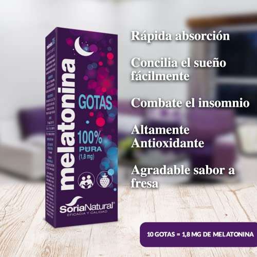 Soria Natural Melatonina Pura Gotas 1.8 mg - 100% Pura para Niños y Adultos - 50 ml