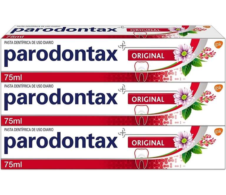 Parodontax, Original, Pasta de Dientes, Ayuda a Detener y Prevenir el Sangrado de Encías, Sabor Menta y Jengibre, Pack de 3 x 75 ml