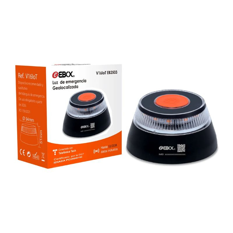 Baliza de Señalización Ebox EB2503 Homologada DGT V16 Geolocalizada