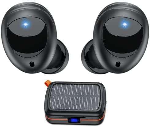 Auriculares Bluetooth con Estuche de Carga Solar, 160H Tiempo de reproducción IPX5
