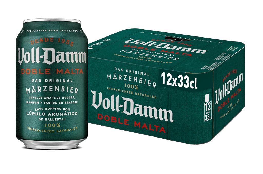 Voll-Damm | Cerveza Doble Malta | Toque Cítrico y Afrutado | Sabor Único - Pack 24 latas de 330ml