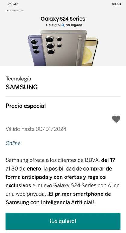 Samsung Galaxy S24 (128) + Watch6 + Buds2 Pro por 625,20€ - Promoción BBVA abierta