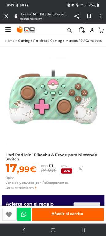 Hori Pad Mini Pikachu & Eevee para Nintendo Switch