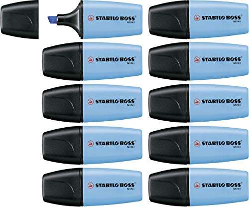 Marcador fluorescente STABILO BOSS Mini - Caja con 10 unidades - Color azul