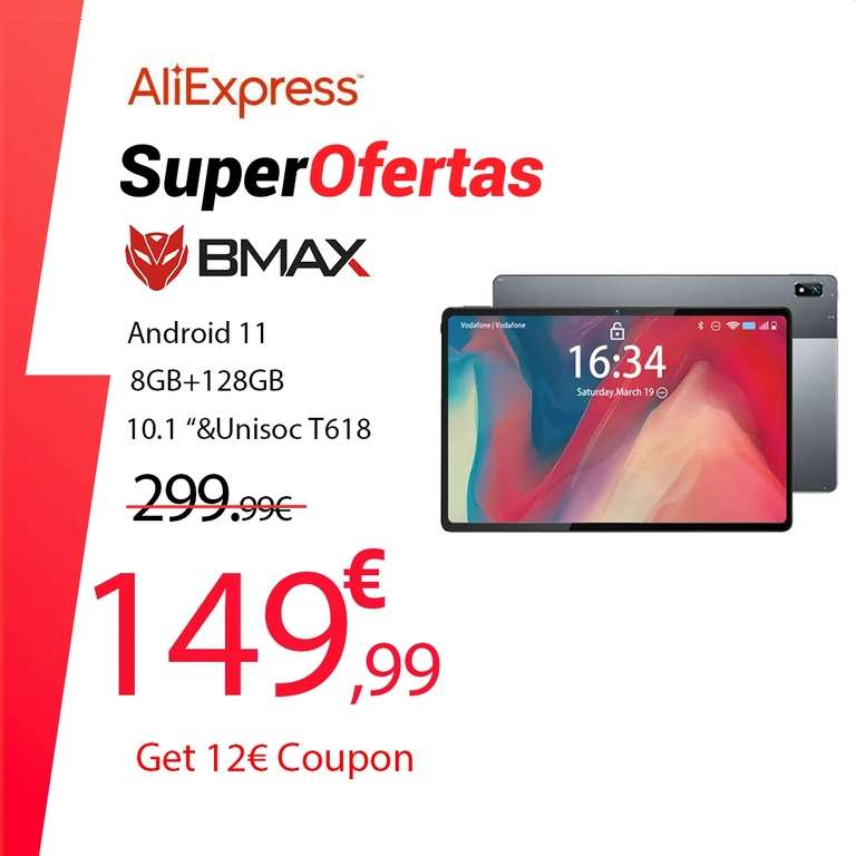 BMAX-Tablet i11 con Android 11, 10,4 pulgadas, 8GB de RAM, 128GB de ROM (desde España)