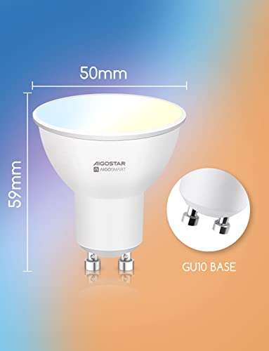 Bombilla Inteligente LED GU10 SL2.2700K-6500K Google Home/Alexa Aigostar