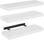 Estanterías flotantes AMADA HOMEFURNISHING AMFS08 – Juego de 3 baldas de pared blancas con soportes invisibles