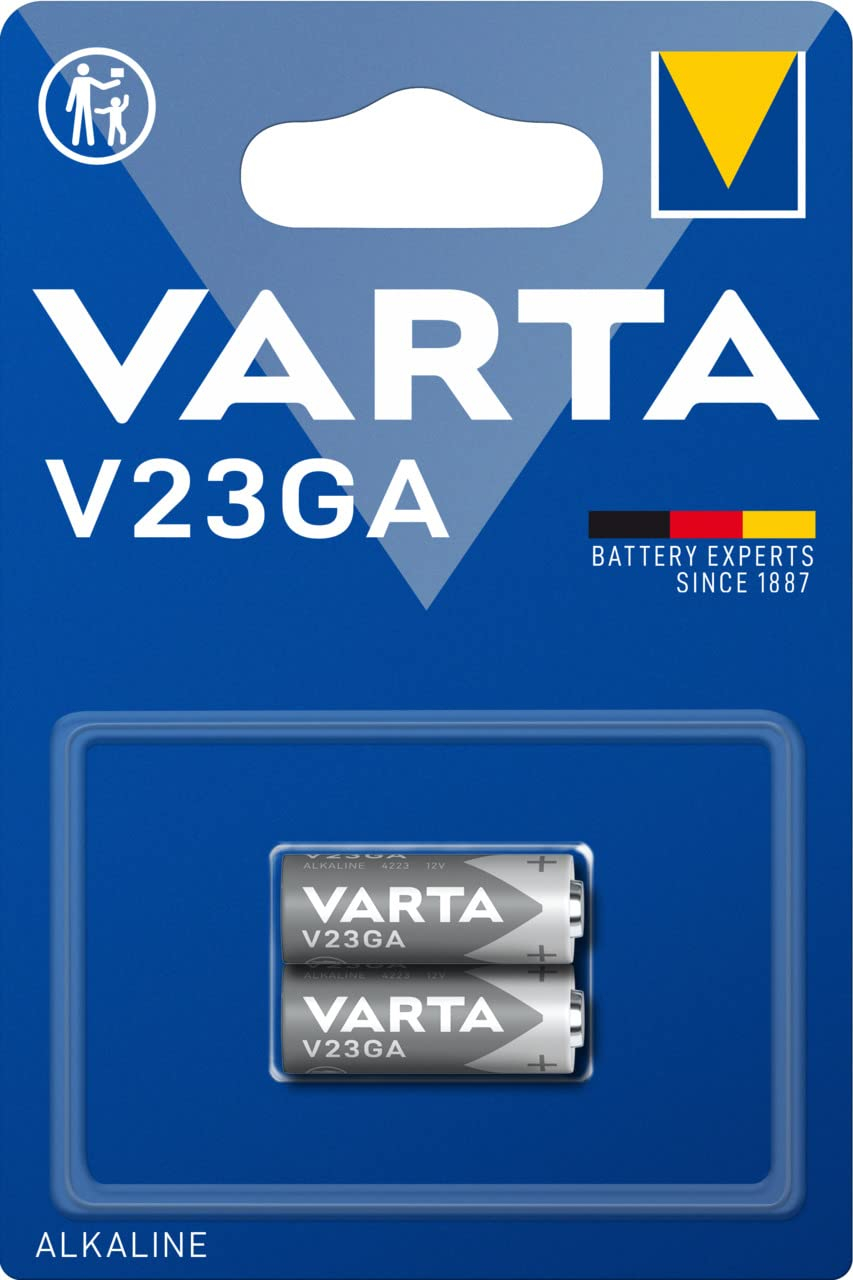 Varta Pila de botón alcalina de 12 V Electronics V23GA, pilas de botón en un blíster original de 2 unidades