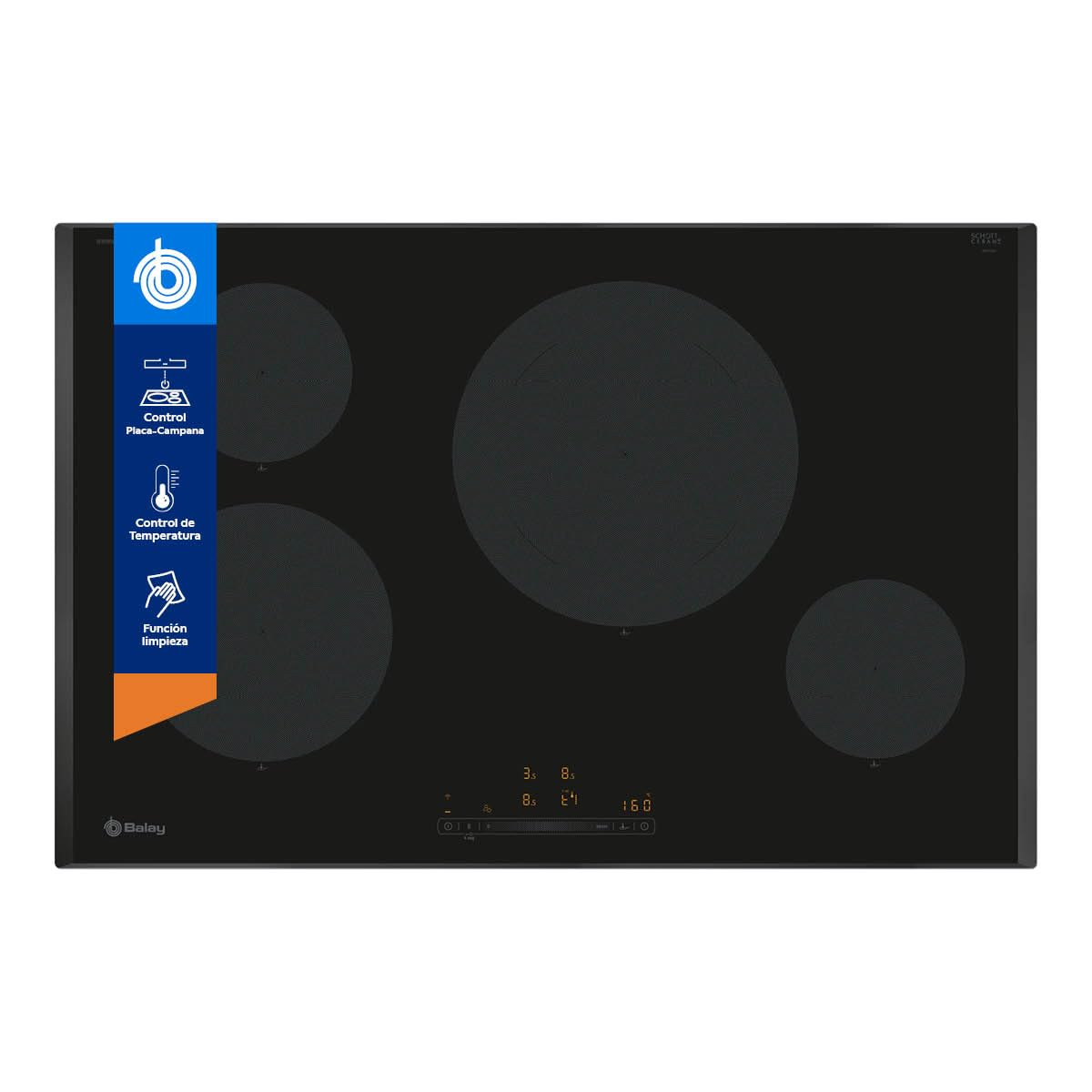 Balay, Placa de Inducción, 80 cm, 4 fuegos, negro, 3EB985LH