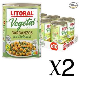 X2 Litoral Vegetal Garbanzos con Espinacas Sin Gluten 10x425g Total: 4.25kg