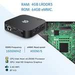Mini PC Windows 10 Pro Intel Atom Z8350 4GB DDR3 64GB eMMC