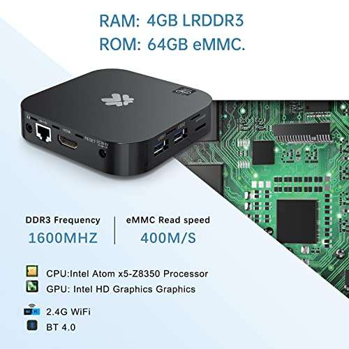 Mini PC Windows 10 Pro Intel Atom Z8350 4GB DDR3 64GB eMMC