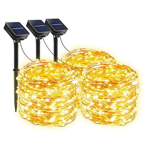 【3 Packs】 Guirnaldas Luces Exterior Solar, 36M (3x12M) 300 LED (100leds x 3) 8 Modos IP65 (otra en descripción)