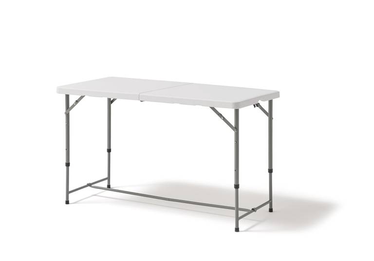 Mesa Plegable Portátil Multifuncional KG KITGARDEN (122×60 cm, Altura Regulable, Blanco)