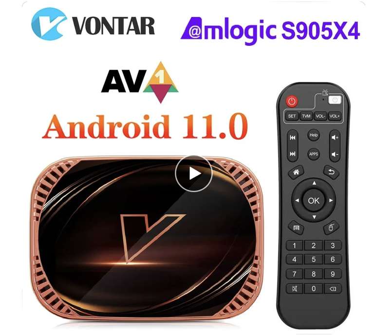 VONTAR-Dispositivo de TV inteligente X4, decodificador con Android, Amlogic S905X4, 4GB, 128 GB, 32GB, 64GB, Wifi, BT, AV1, 4K, 1000M