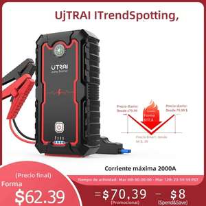 UTRAI - Arrancador portátil de batería de coche: Potente dispositivo de arranque de 2000A para baterías de emergencia de 8.0L/6.0L