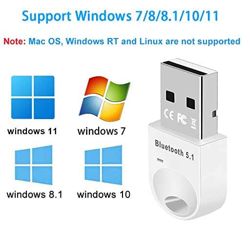 Bluetooth Dongle 5.1 Compatible con Windows 7/8/8.1/10/11