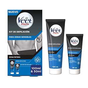 Veet Men Kit de Depilación para Zonas Íntimas del Cuerpo, Crema Depilatoria Hombre 100 ml y Bálsamo Post-Depilación 50 ml (C.R)