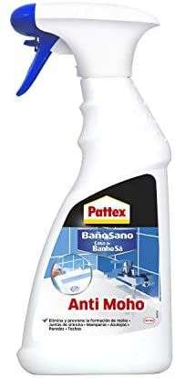 Pattex Baño Sano Anti Moho, limpiador antimoho para juntas de silicona, mamparas y azulejos, spray limpiador, 1 x 500 ml