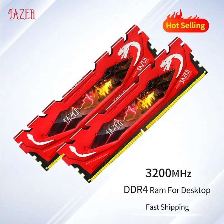 Memoria RAM DDR4 3200 mhz CL18 8GB o 16GB con perfil XMP, marca JAZER