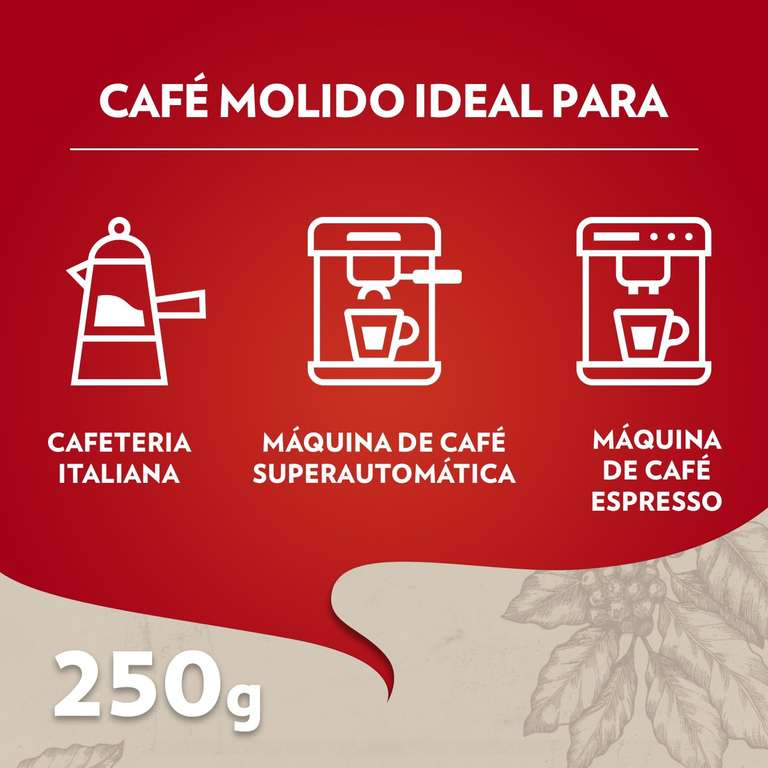 Lavazza, Qualità Rossa, Café Molido Natural, Notas Aromáticas de Chocolate, Arábica y Robusta, Intensidad 5, Tueste Medio, 250 g
