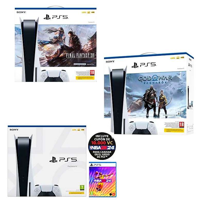 Consola PS5 Chasis C + Juego (Final Fantasy XVI, NBA 2K24, God Of War:  Ragnarok , -10€ con el newsletter) » Chollometro