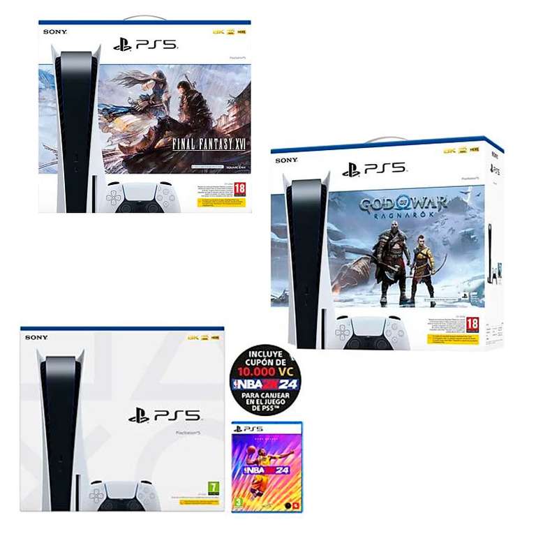 Consola PS5 Chasis C + Juego (Final Fantasy XVI, NBA 2K24, God Of War: Ragnarok , -10€ con el newsletter)