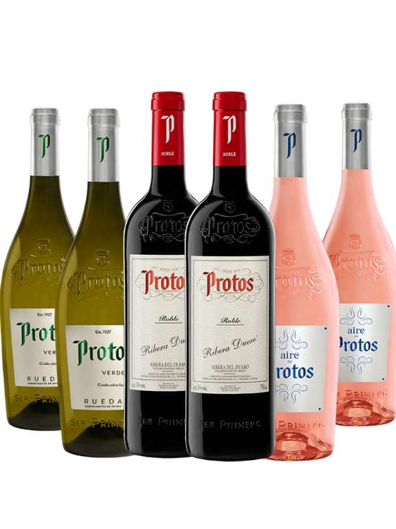Pack con 6 vinos de las D.O. Ribera del Duero, Rueda y Cigales (2 de cada una)