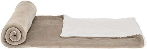 Amazon Basics – Manta de tela sherpa y microvisón, 130 x 170 cm, Marrón topo