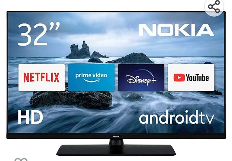 Nokia Smart TV - 32 " (80 cm), Android TV 12V (HD, HDR10, WLAN, DVB-C/S2/T2, Google Play Store, Netflix, Prime Video, Disney+)