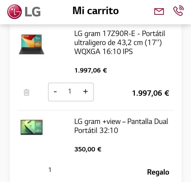 Pantalla portátil de 16" de REGALO con la compra de uno de los portátiles LG gram del enlace