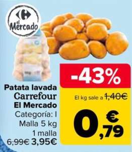 Patata lavada Carrefour El Mercado malla 5kg (0,79€/kg)