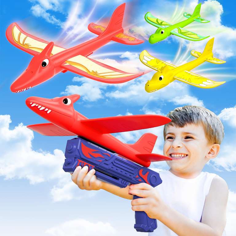 IIFONII Juguetes lanzadores de aviones de dinosaurio
