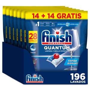 Finish Quantum 196 Pastillas para lavavajillas (Formato 7x 28 Pastillas), Limpieza y Brillo Superior