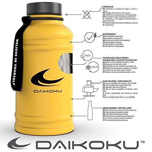 Daikoku - Botella de Agua de Acero Inoxidable 1.3L | Aislamiento Térmico de Doble Pared 12h VARIOS COLORES
