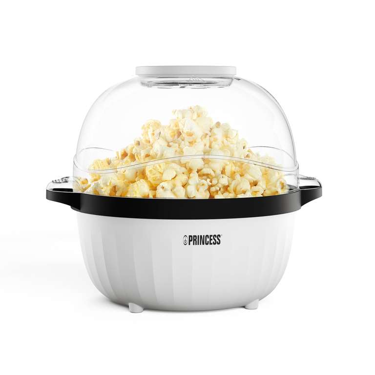 Princess Máquina de Palomitas, 4.5 L, Varilla Giratoria, Bandeja de Mantequilla, Tapa Transparente, Bol Reversible, 450 W (Reaco como nuevo)