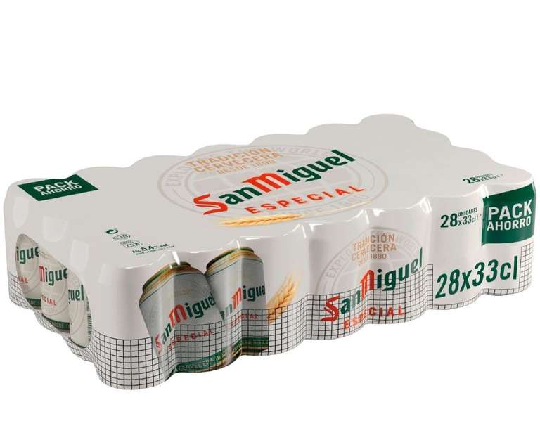 2x1 Cerveza San Miguel especial Lager pack de 28 latas de 33 cl. (Acumula en cheque ahorro) (+ en descripción)