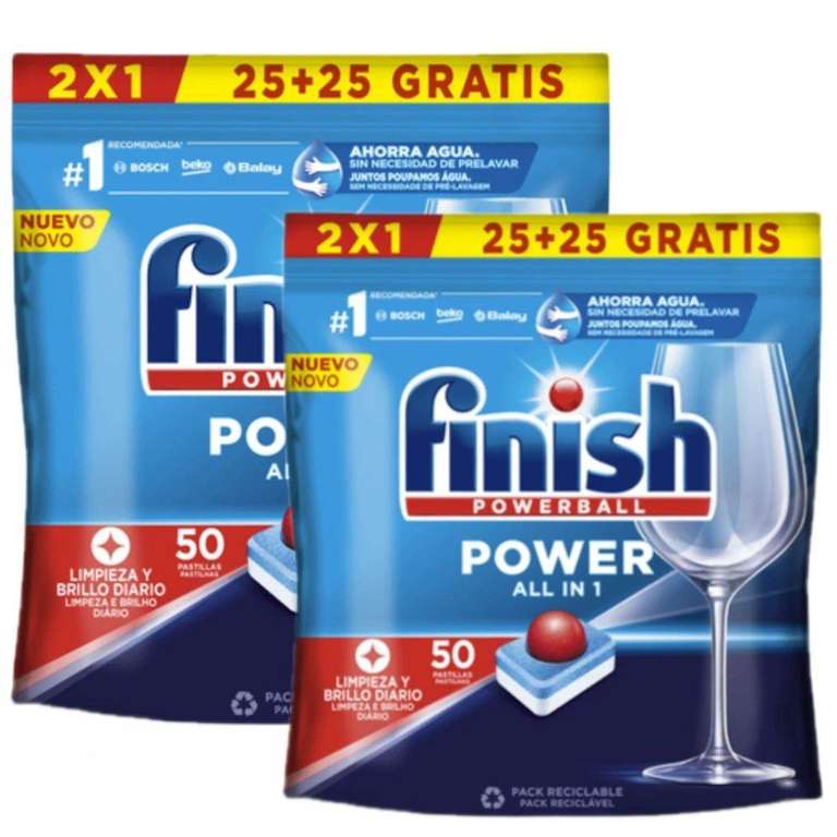 FINISH Detergente Lavavajillas a Máquina All in 1, 25+25 desde españa